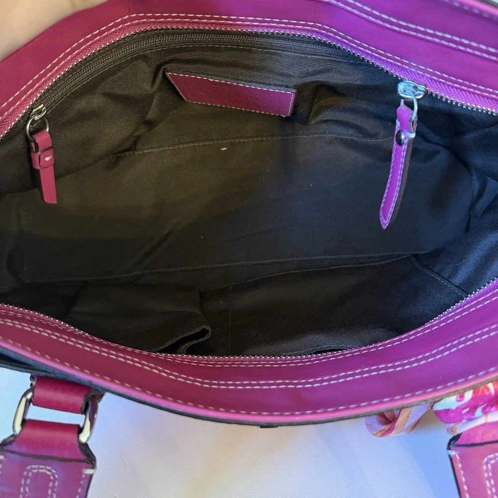 Coach Hampton VTG Pink Fuchsia Pebbled Leather Carryall Shoulder Bag F13961 Y2K